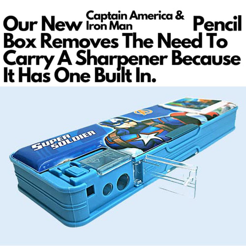 Compass Box | Pencil Box | Captain America| Inbuild Sharpener & Calculator (Captain America Pencil Box with Calculator)