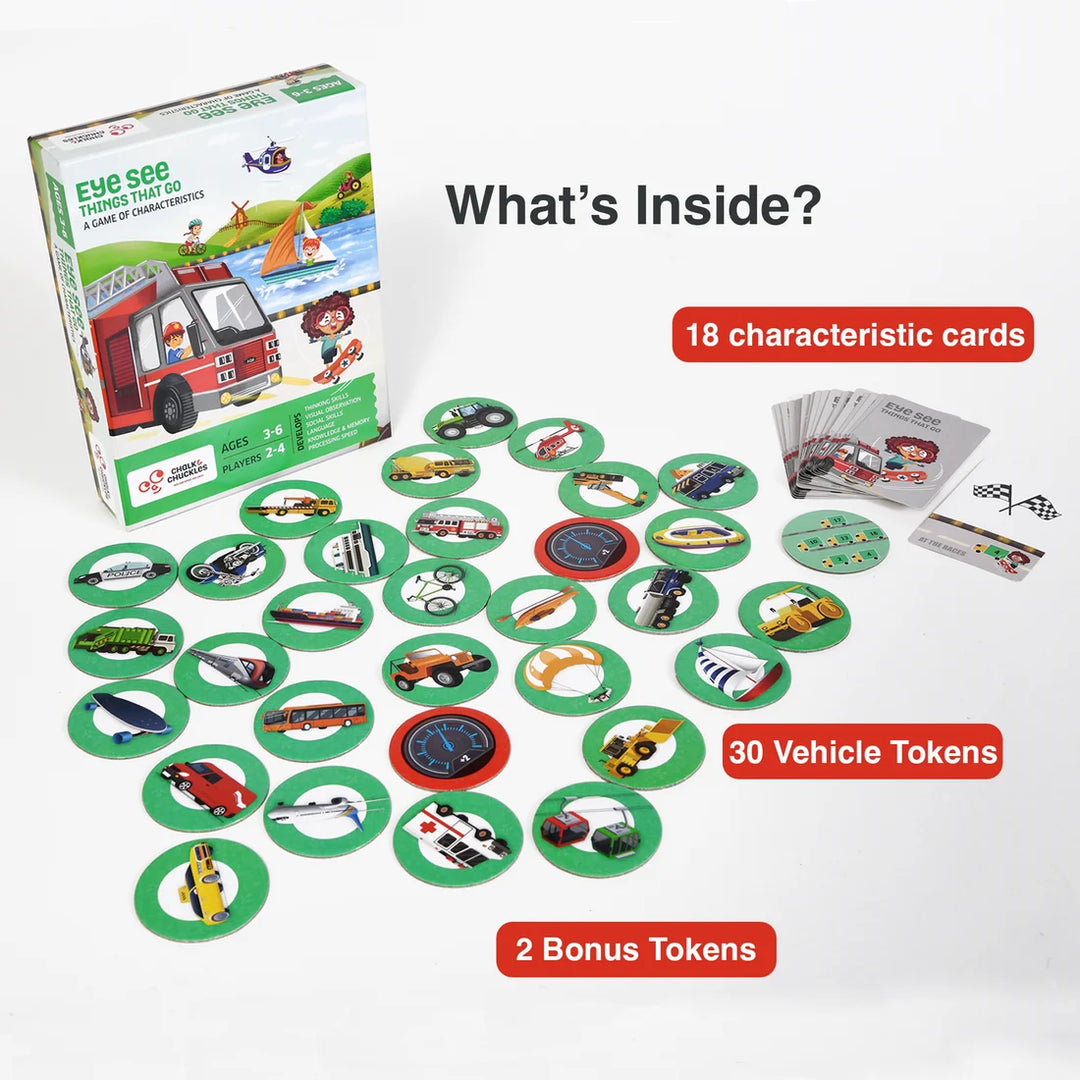 Chalk & Chuckles Eye See - Things that Go Board Game for Kids