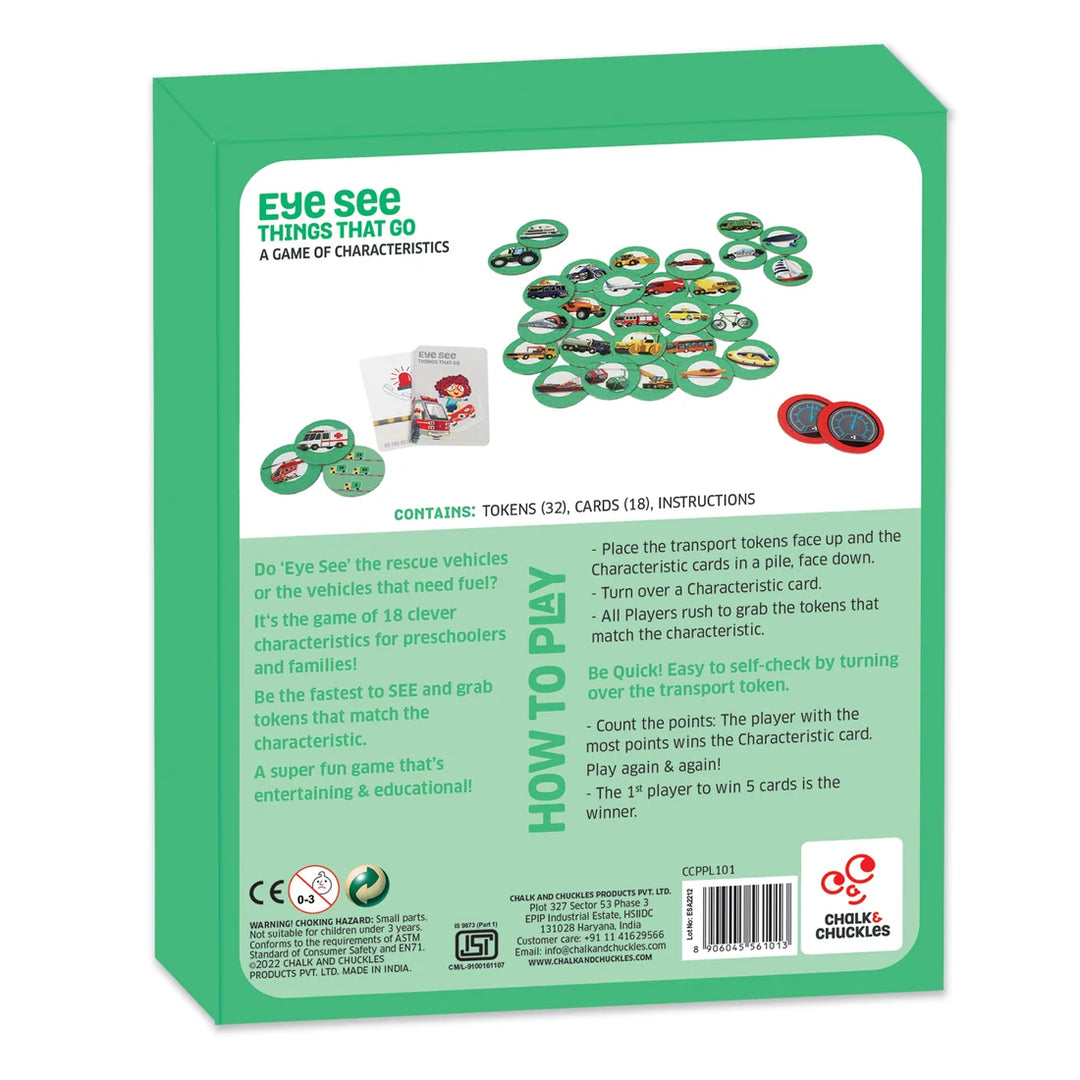 Chalk & Chuckles Eye See - Things that Go Board Game for Kids