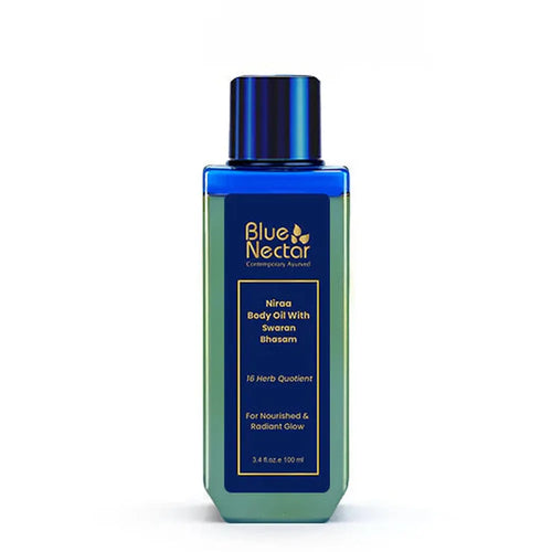 Blue Nectar Gold Shimmer Body Oil with Swarna Bhasma for Glowing Skin (16 Herbs) - 100ml