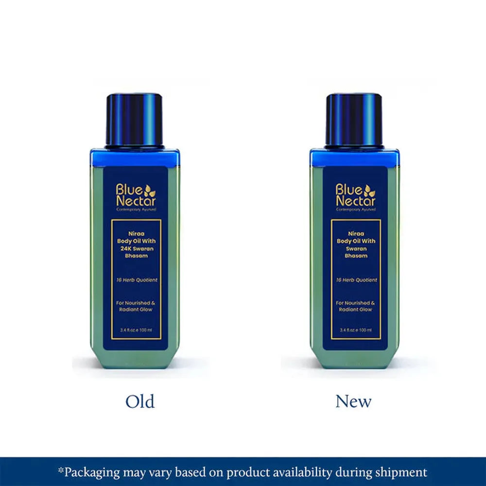 Blue Nectar Gold Shimmer Body Oil with Swarna Bhasma for Glowing Skin (16 Herbs) - 100ml