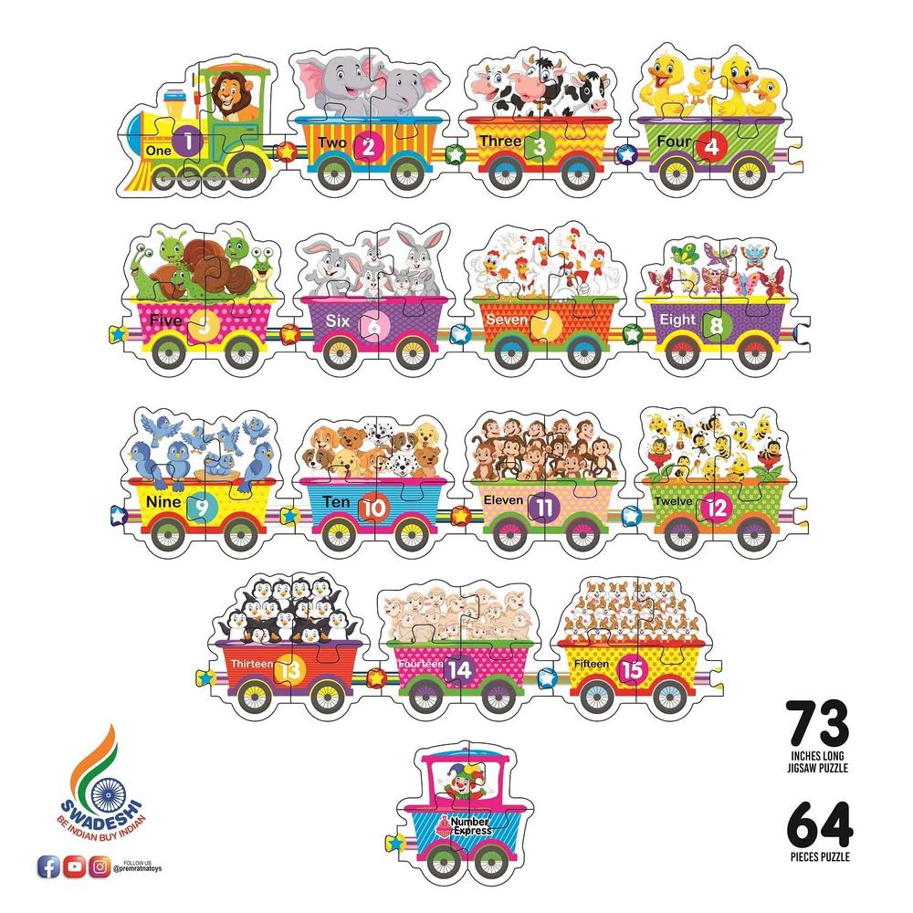 Ratna's Number Express -Giant Floor Puzzle | 64 Pieces
