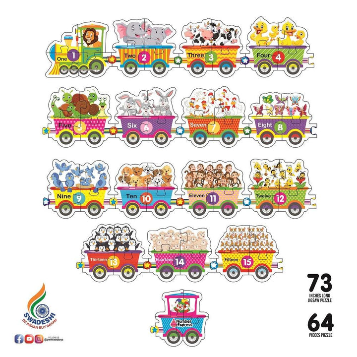 Ratna's Number Express -Giant Floor Puzzle | 64 Pieces