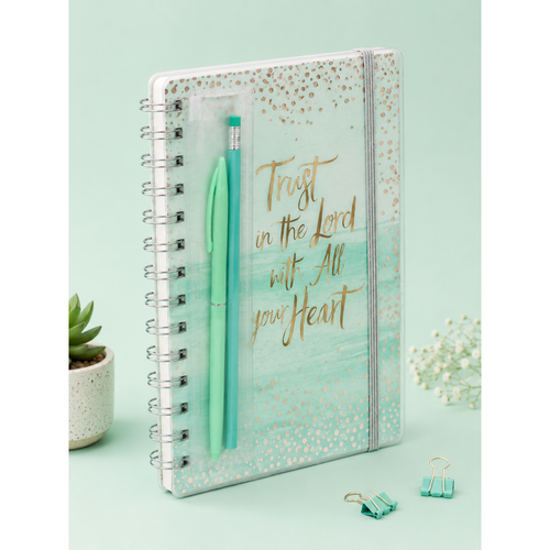 Mint Green Inspirational A5 Spiral Notebook Set | "Trust in the Lord with All Your Heart" Journal with Pen & Mechanical Pencil
