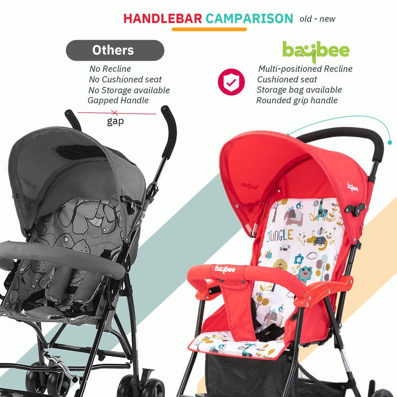 Portable Infant Baby Stroller for Newborn Babies with 2-Positions (Adjustable), Canopy, Round Grip Handle, Safety Harness & Storage Basket - COD Not Available