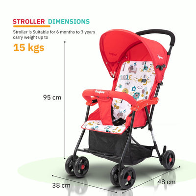 Portable Infant Baby Stroller for Newborn Babies with 2-Positions (Adjustable), Canopy, Round Grip Handle, Safety Harness & Storage Basket - COD Not Available