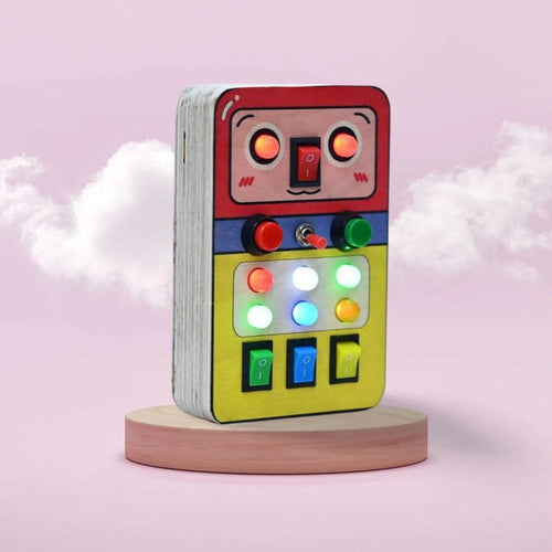 Timgloo Robomelon Montessori Busy Board - Wooden Robot Themed Sensory Activity (1-6 Years)