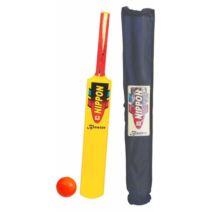 Nippon Cricket Bat & Ball Plastic Set With Cover (Jumbo) | 12 Years and Above