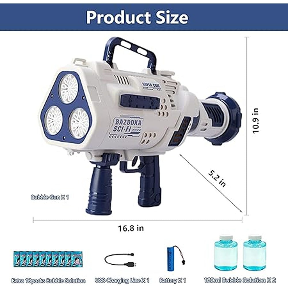 Automatic Bazooka Bubble Blaster | 29 Hole | LED Lights | Blue