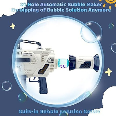 Automatic Bazooka Bubble Blaster | 29 Hole | LED Lights | Blue