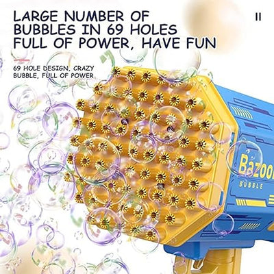 BAZ69 Hole Automatic Bazooka Bubble Blaster with Colourful Lights (Blue)