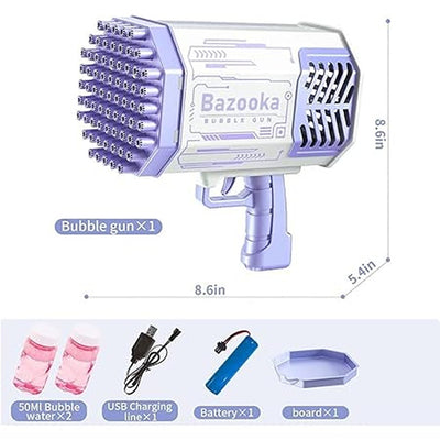 Automatic Bazooka Bubble Blaster with LED Lights | 69 Holes | Purple |