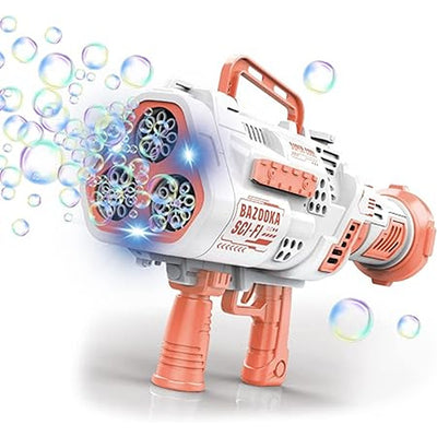 Automatic Bazooka Bubble Blaster | 29 Hole | Blue Light Effect | Orange