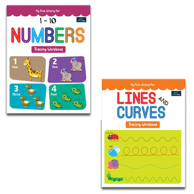 My First Writing Fun Tracing Workbook - Set of 2 Books - Numbers (1-10) and Lines & Curves