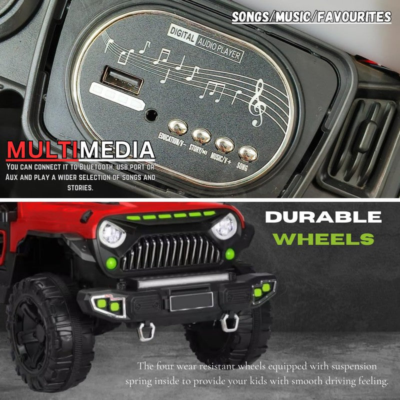 Battery Operated Angry Face Ride-on Jeep with Remote Control, Light & Music | 15.5 Kg | COD Not Available (3-8 Years)