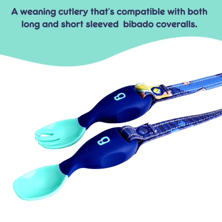 Handi Cutlery- Attachable Weaning Cutlery Set (Oceans of Fun Dark Blue)