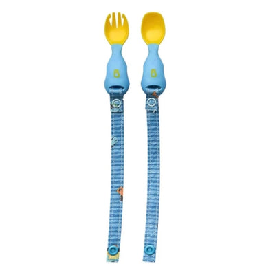 Handi Cutlery- Attachable Weaning Cutlery Set (Speedy Dinos Turquoise)