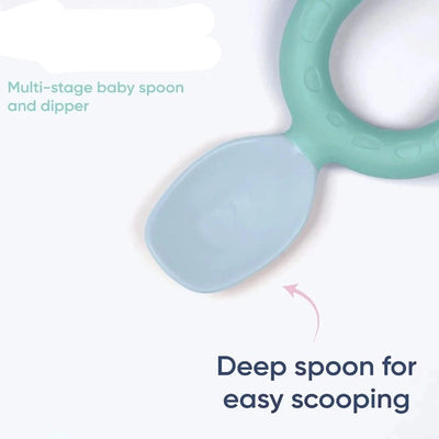 Multi Stage Baby Weaning Spoon and Dipper Mint & Blue (Pack of 2)