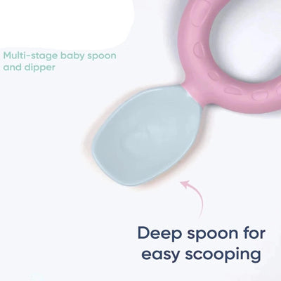 Multi Stage Baby Weaning Spoon and Dipper Pink & Grey| Pack of 2