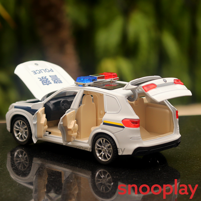 Resembling BMW Diecast Police Car with Openable Parts, Light & Sound | 1:32 Scale Model (6 Years Till Grown Ups)