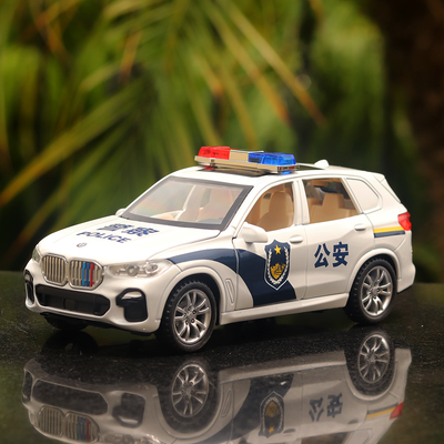 Resembling BMW Diecast Police Car with Openable Parts, Light & Sound | 1:32 Scale Model (6 Years Till Grown Ups)