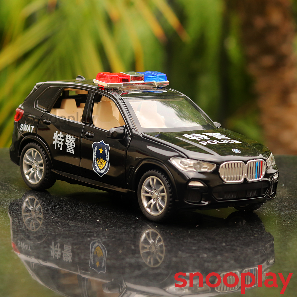 Resembling SWAT Police Force Diecast Car with Openable Parts, Light & Sound | 1:32 Scale Model (6 Years Till Grown Ups)