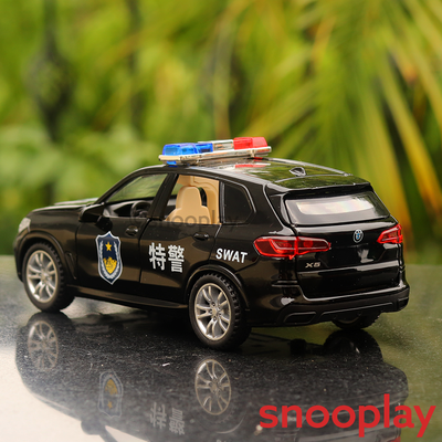 Resembling SWAT Police Force Diecast Car with Openable Parts, Light & Sound | 1:32 Scale Model (6 Years Till Grown Ups)