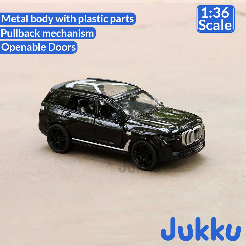 Jukku Resembling BMW X7 Diecast Car - Pullback, Openable Doors & Bonnet | 1:36 Scale (3 Years till Grown Ups)