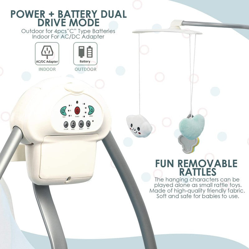 Wanda Electric Swing Cradle for Baby, Automatic Swing Baby Cradle with Mosquito Net, Remote, Toy Bar & Music | Baby Cradle Crib Jhula | Baby Swing Cradle - COD Not Available