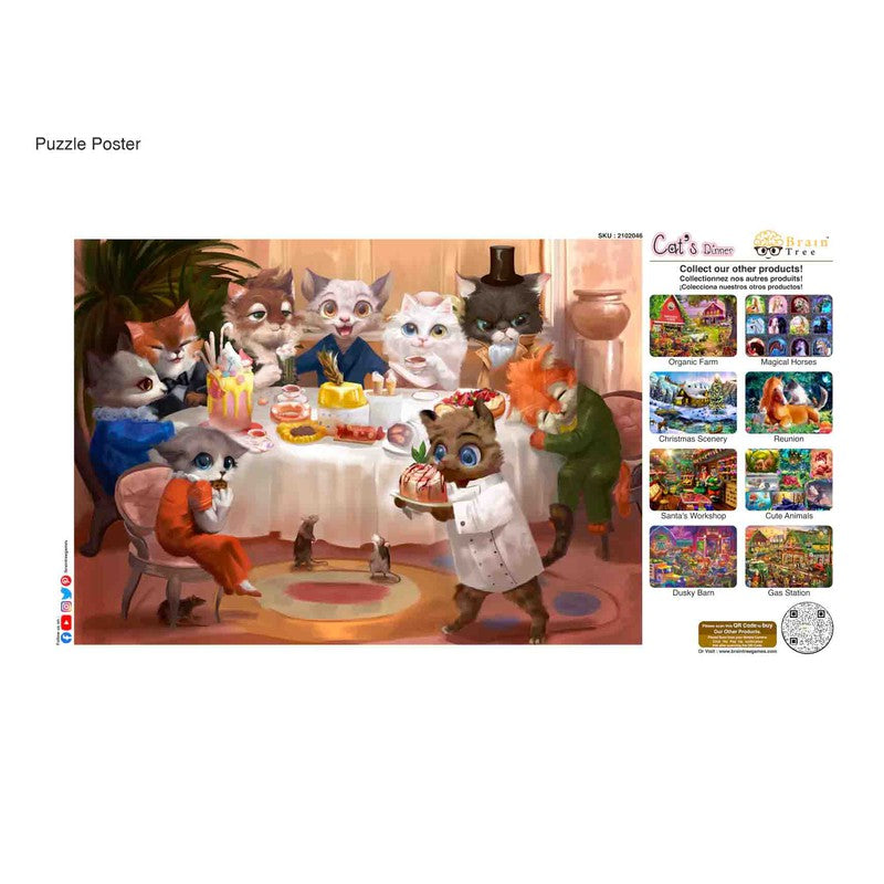 Cat's Dinner Unique Puzzle for Adults - 1000 Pieces with 4 Puzzle Sorting Trays