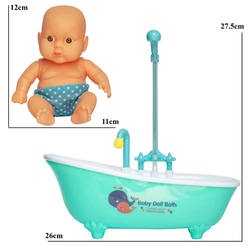 Baby Doll Bath Time Pretend Play Set (Real Bathtub with Detachable Shower Spray and Accessories)