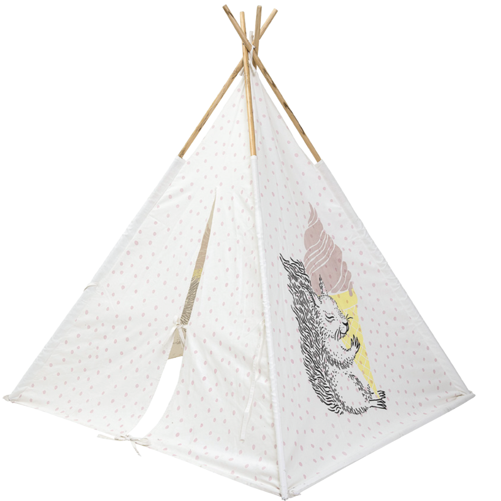 Squirrel with Ice Cream Teepee Tent House| Pink & White | COD not Available