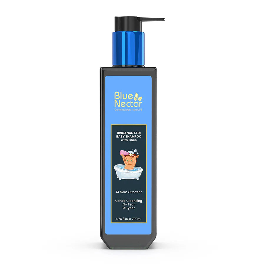 Blue Nectar Niraa Baby Shampoo with Natural Ghee for Gentle Cleansing | No Tear Formula (14 Herbs, 200ml)