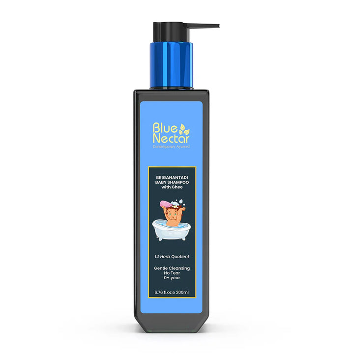 Blue Nectar Niraa Baby Shampoo with Natural Ghee for Gentle Cleansing | No Tear Formula (14 Herbs, 200ml)