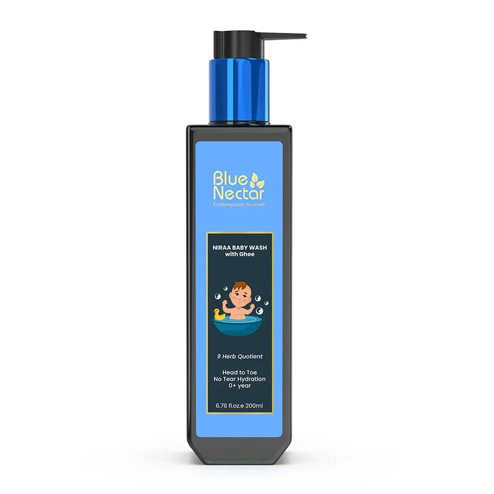 Blue Nectar Niraa Baby Body Wash with Natural Ghee | No Tear Hydration (9 herbs, 200ml)
