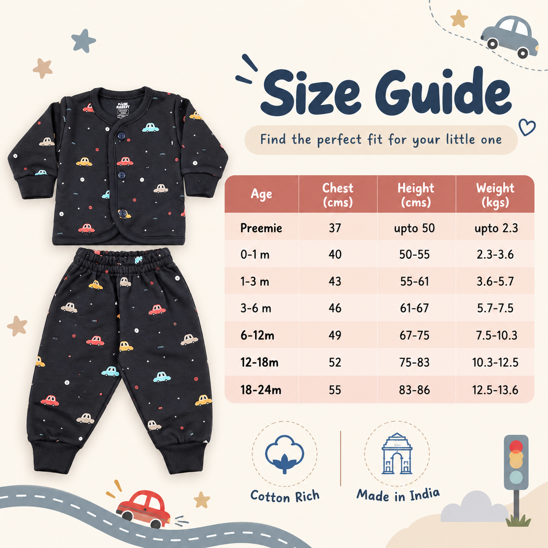Pink Rabbit Preemie Cotton-Rich Knitted Full Sleeves Open-Front Vest & Pant Suit – 37 cm ( Dark Grey)