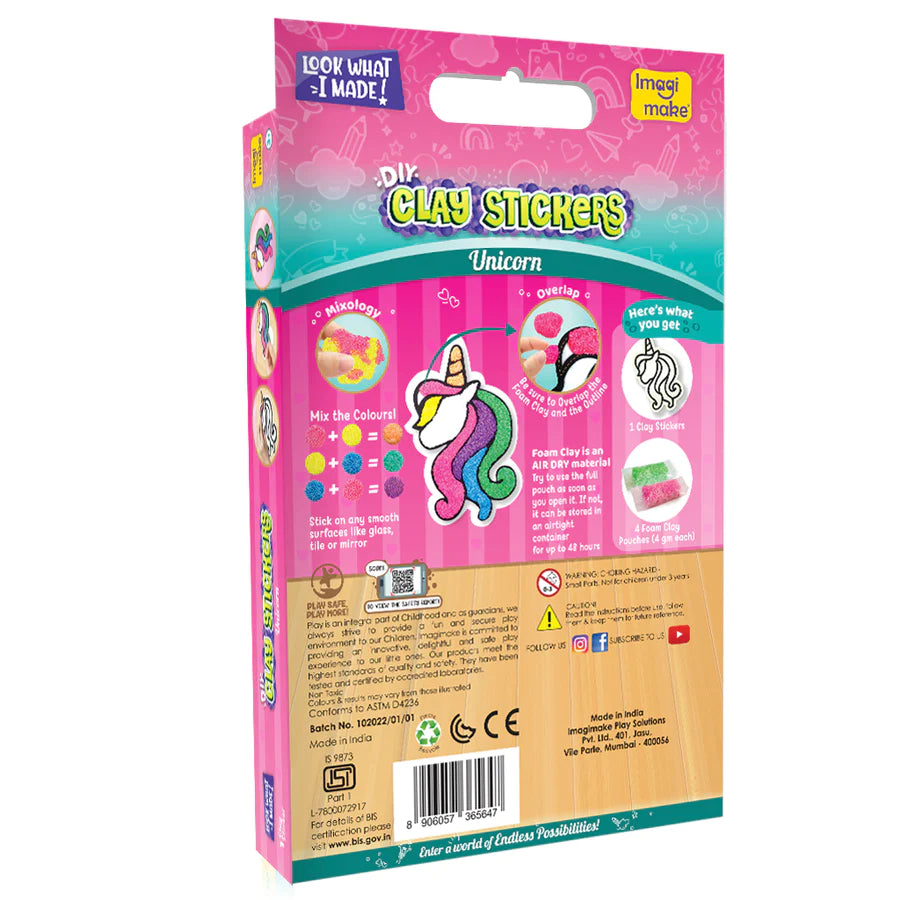 Clay Stickers - Unicorn (DIY Craft Kit)