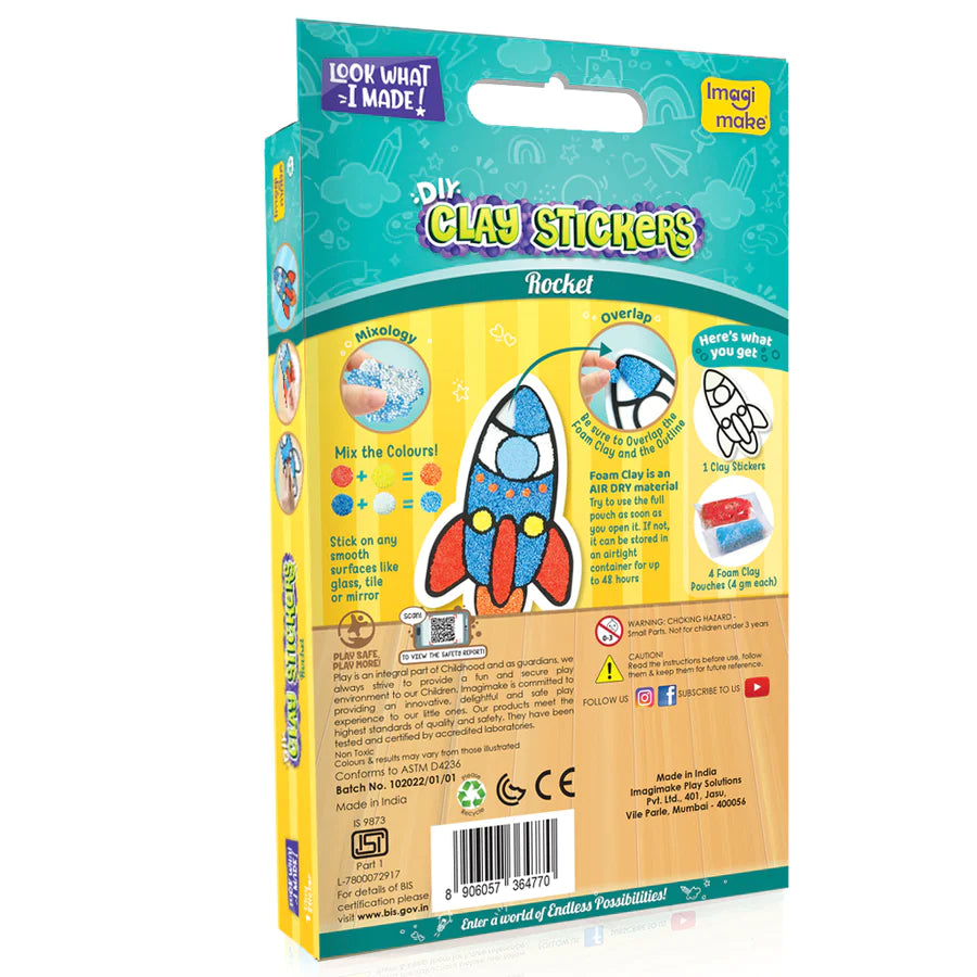 Clay Stickers - Rocket (DIY Craft Kit)