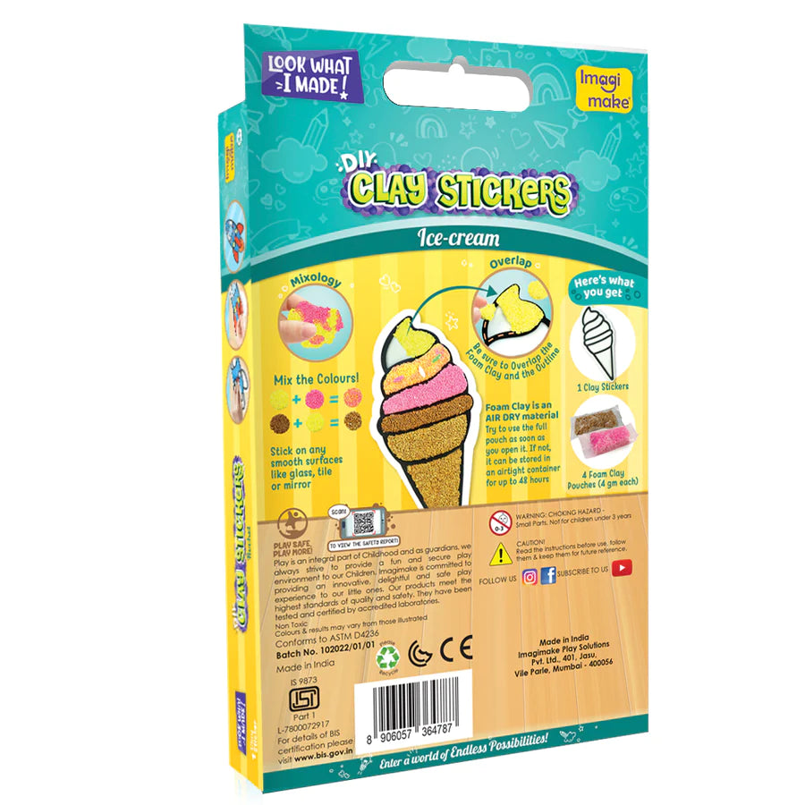 Clay Stickers - Ice Cream (DIY Craft Kit)