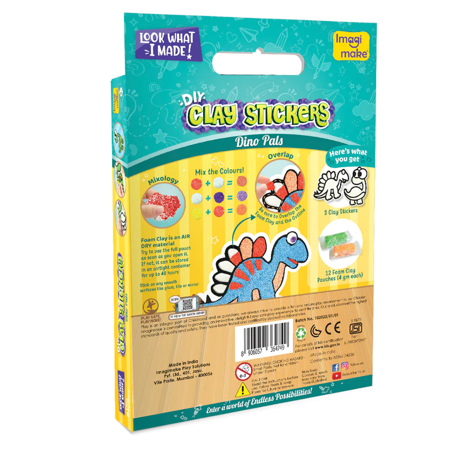 Clay Stickers - Dino Pals (DIY Craft Kit)