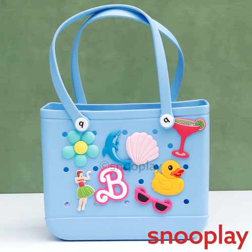 Large EVA Tote Bag with 8 Fun Charms - Waterproof & Durable (10 Years till Grown Ups) | Assorted Colors & Designs
