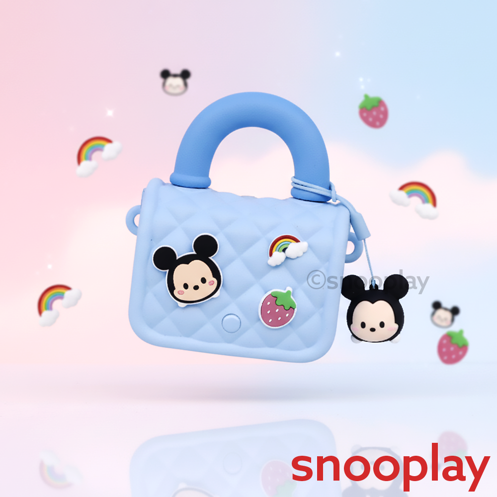 Quilted Pink Handbag with Charms - Cute Cartoon Shoulder Bag (4-8 Years) | Assorted Colors