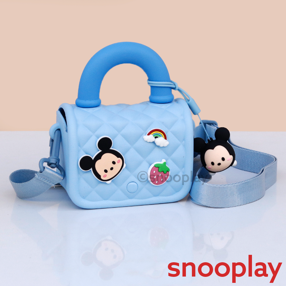 Quilted Pink Handbag with Charms - Cute Cartoon Shoulder Bag (4-8 Years) | Assorted Colors