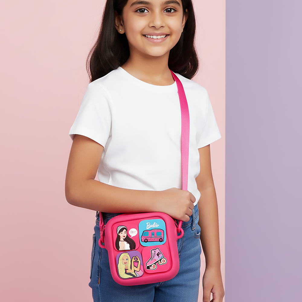 Dual Strap Sling/Hand Bag with Cartoon Charms (4-8 Years) | Assorted Colors