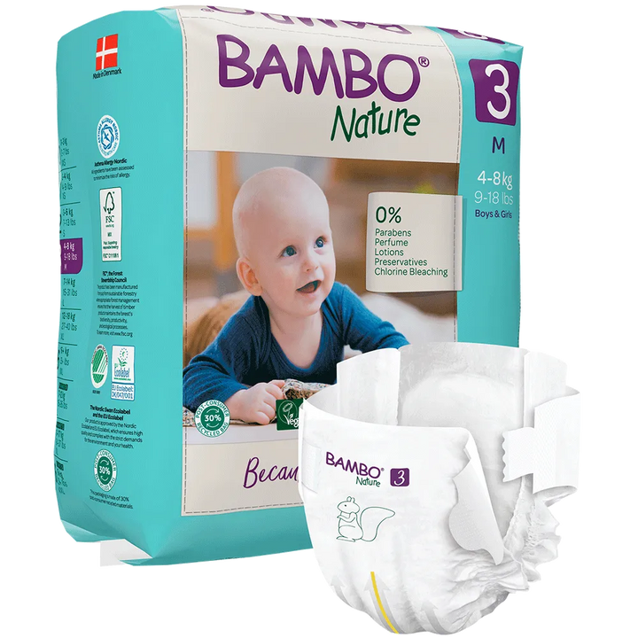 Bambo Nature (3-M) Diapers | 28 Diapers | 4-8 Kg | 9-18 lbs