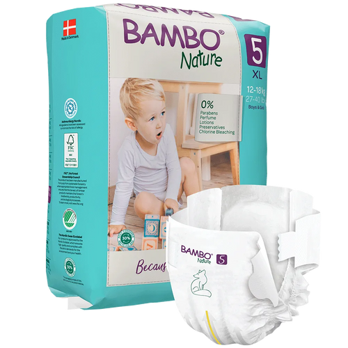 Bambo Nature (5-XL) Diapers | 22 Diapers | 12-18 Kg | 27-40 lbs