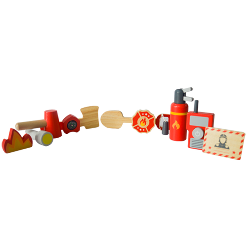 11 Pieces Wooden Fire Rescue Tool Kit (3-6 Years)