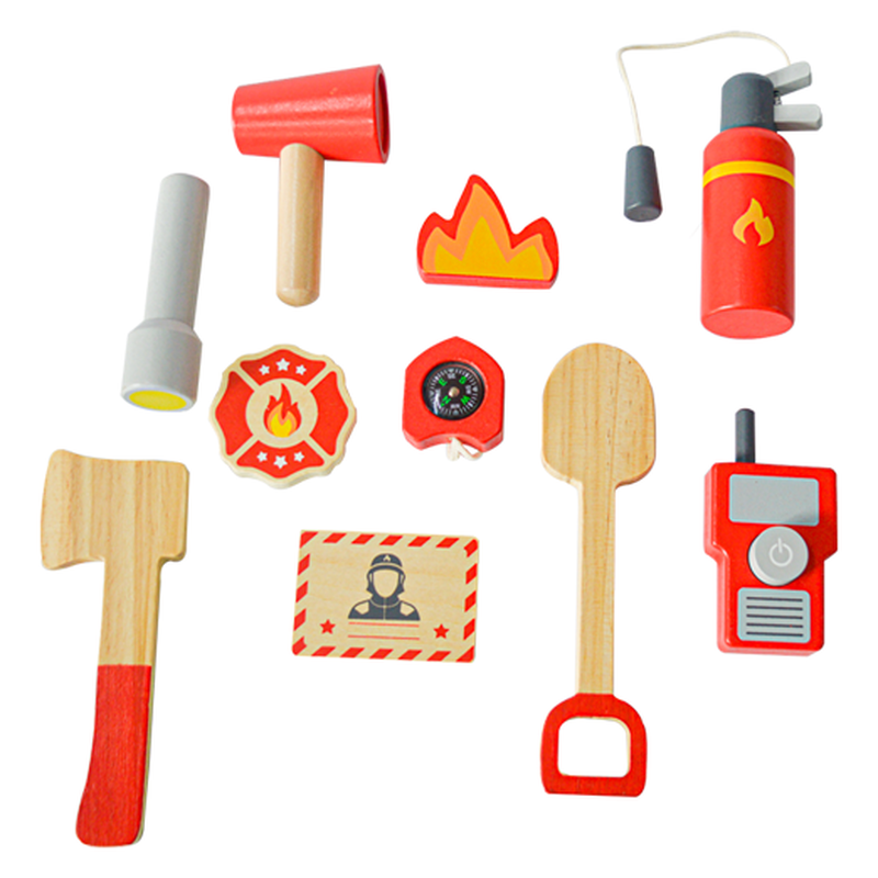 11 Pieces Wooden Fire Rescue Tool Kit (3-6 Years)