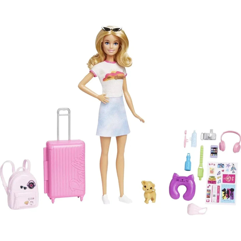 Buy Original Barbie Doll and Accessories Travel Set With Puppy on Snooplay India