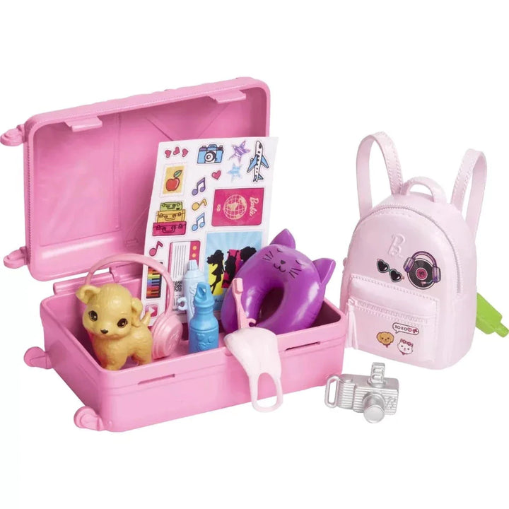 Original Barbie Doll and Accessories Travel Set With Puppy